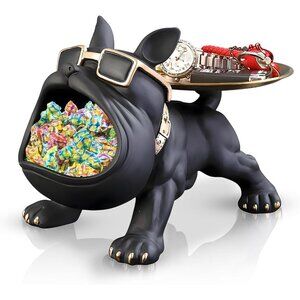 French Bulldog Tray Statue Resin Key Bowl Bulldog Table for Home Office Decor